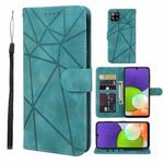 For Samsung Galaxy A22 4G Skin Feel Geometric Lines Leather Phone Case(Green)
