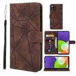 For Samsung Galaxy A22 4G Skin Feel Geometric Lines Leather Phone Case(Brown)