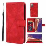 For Samsung Galaxy Note20 Skin Feel Geometric Lines Leather Phone Case(Red)