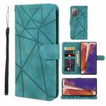 For Samsung Galaxy Note20 Skin Feel Geometric Lines Leather Phone Case(Green)