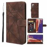 For Samsung Galaxy Note20 Skin Feel Geometric Lines Leather Phone Case(Brown)