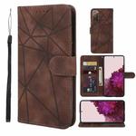 For Samsung Galaxy S20 FE Skin Feel Geometric Lines Leather Phone Case(Brown)