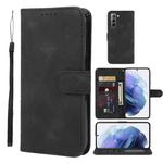 For Samsung Galaxy S21 5G Skin Feel Geometric Lines Leather Phone Case(Black)