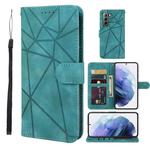 For Samsung Galaxy S21 5G Skin Feel Geometric Lines Leather Phone Case(Green)