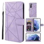 For Samsung Galaxy S21 5G Skin Feel Geometric Lines Leather Phone Case(Purple)