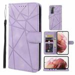 For Samsung Galaxy S21+ 5G Skin Feel Geometric Lines Leather Phone Case(Purple)