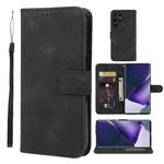 For Samsung Galaxy S22 Ultra 5G Skin Feel Geometric Lines Leather Phone Case(Black)