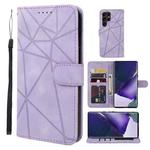 For Samsung Galaxy S22 Ultra 5G Skin Feel Geometric Lines Leather Phone Case(Purple)