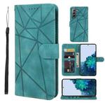 For Samsung Galaxy S22+ 5G Skin Feel Geometric Lines Leather Phone Case(Green)