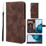 For Samsung Galaxy S22+ 5G Skin Feel Geometric Lines Leather Phone Case(Brown)