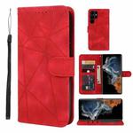 For Samsung Galaxy S23 Ultra 5G Skin Feel Geometric Lines Leather Phone Case(Red)