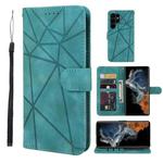 For Samsung Galaxy S23 Ultra 5G Skin Feel Geometric Lines Leather Phone Case(Green)