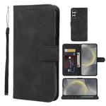 For Samsung Galaxy S24+ 5G Skin Feel Geometric Lines Leather Phone Case(Black)