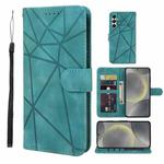 For Samsung Galaxy S24+ 5G Skin Feel Geometric Lines Leather Phone Case(Green)