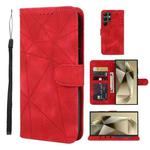 For Samsung Galaxy S24 Ultra 5G Skin Feel Geometric Lines Leather Phone Case(Red)