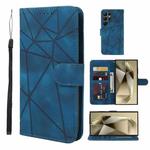 For Samsung Galaxy S24 Ultra 5G Skin Feel Geometric Lines Leather Phone Case(Blue)