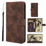 For Samsung Galaxy S24 Ultra 5G Skin Feel Geometric Lines Leather Phone Case(Brown)