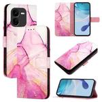 For vivo iQOO Z9x PT003 Marble Pattern Flip Leather Phone Case(Pink Purple Gold)
