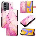 For vivo V27 / V27 Pro 5G Global PT003 Marble Pattern Flip Leather Phone Case(Pink Purple Gold)