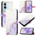 For vivo V29 5G Global / V29 Pro PT003 Marble Pattern Flip Leather Phone Case(White Purple)