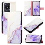 For vivo Y02A / Y02 / Y11 2023 / Y02t PT003 Marble Pattern Flip Leather Phone Case(White Purple)