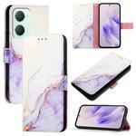 For vivo Y03 4G Global PT003 Marble Pattern Flip Leather Phone Case(White Purple)