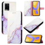 For vivo Y33s 4G Global / Y21 2021 / Y21s PT003 Marble Pattern Flip Leather Phone Case(White Purple)