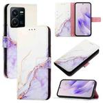 For vivo Y77 5G Global / Y77e 5G PT003 Marble Pattern Flip Leather Phone Case(White Purple)