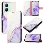 For vivo Y36 5G Global / Y36 4G Global&India PT003 Marble Pattern Flip Leather Phone Case(White Purple)