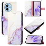 For vivo Y38 5G PT003 Marble Pattern Flip Leather Phone Case(White Purple)