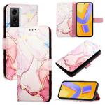 For vivo Y55s 5G 2023 / Y55 5G / Y75 5G PT003 Marble Pattern Flip Leather Phone Case(Rose Gold)