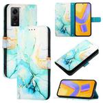 For vivo Y55s 5G 2023 / Y55 5G / Y75 5G PT003 Marble Pattern Flip Leather Phone Case(Green)