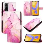 For vivo T1 5G / iQOO U5e / Y30 5G / Y33e 5G PT003 Marble Pattern Flip Leather Phone Case(Pink Purple Gold)