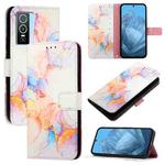 For vivo Y76 5G PT003 Marble Pattern Flip Leather Phone Case(Marble White)