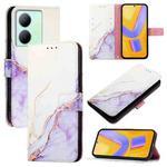 For vivo Y78+ / Y78 5G Global / V29 Lite PT003 Marble Pattern Flip Leather Phone Case(White Purple)