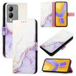 For vivoy Y17s 4G Global / Y17s 5G India PT003 Marble Pattern Flip Leather Phone Case(White Purple)