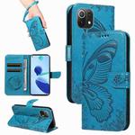 For Xiaomi Mi 11 Lite Swallowtail Butterfly Embossed Leather Phone Case(Blue)