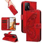 For Xiaomi Mi 11T / 11T Pro Swallowtail Butterfly Embossed Leather Phone Case(Red)