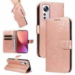 For Xiaomi 12 Swallowtail Butterfly Embossed Leather Phone Case(Rose Gold)