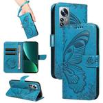 For Xiaomi 12 Pro Swallowtail Butterfly Embossed Leather Phone Case(Blue)