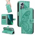 For Xiaomi 12 Pro Swallowtail Butterfly Embossed Leather Phone Case(Green)