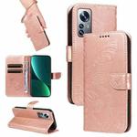 For Xiaomi 12 Pro Swallowtail Butterfly Embossed Leather Phone Case(Rose Gold)