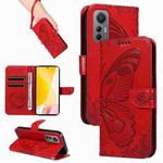 For Xiaomi 12 Lite Swallowtail Butterfly Embossed Leather Phone Case(Red)