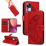 For Xiaomi 12T / 12T Pro Swallowtail Butterfly Embossed Leather Phone Case(Red)