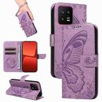 For Xiaomi 13 Swallowtail Butterfly Embossed Leather Phone Case(Purple)