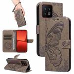 For Xiaomi 13 Swallowtail Butterfly Embossed Leather Phone Case(Grey)
