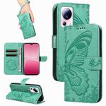 For Xiaomi 13 Lite Swallowtail Butterfly Embossed Leather Phone Case(Green)