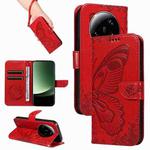 For Xiaomi 13 Ultra Swallowtail Butterfly Embossed Leather Phone Case(Red)