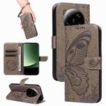 For Xiaomi 13 Ultra Swallowtail Butterfly Embossed Leather Phone Case(Grey)