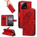 For Xiaomi 13 Pro Swallowtail Butterfly Embossed Leather Phone Case(Red)